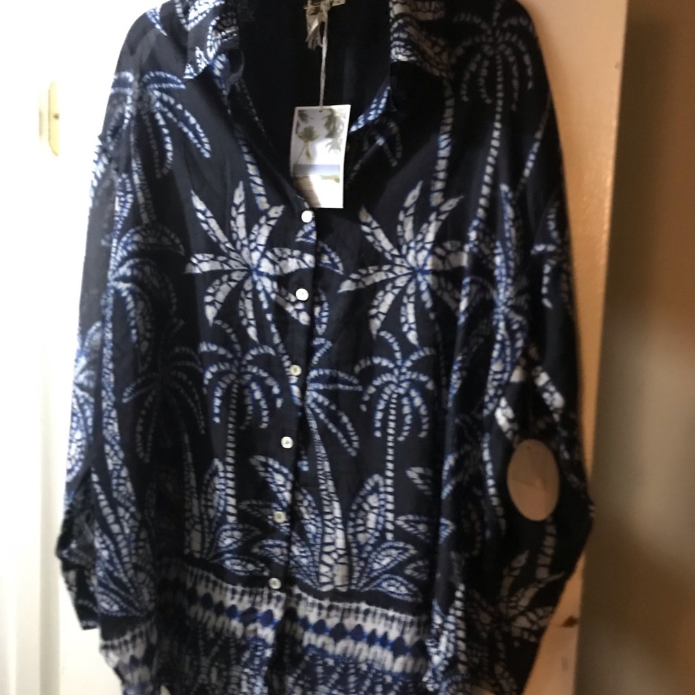 Tropical Print Button-Up Shirt